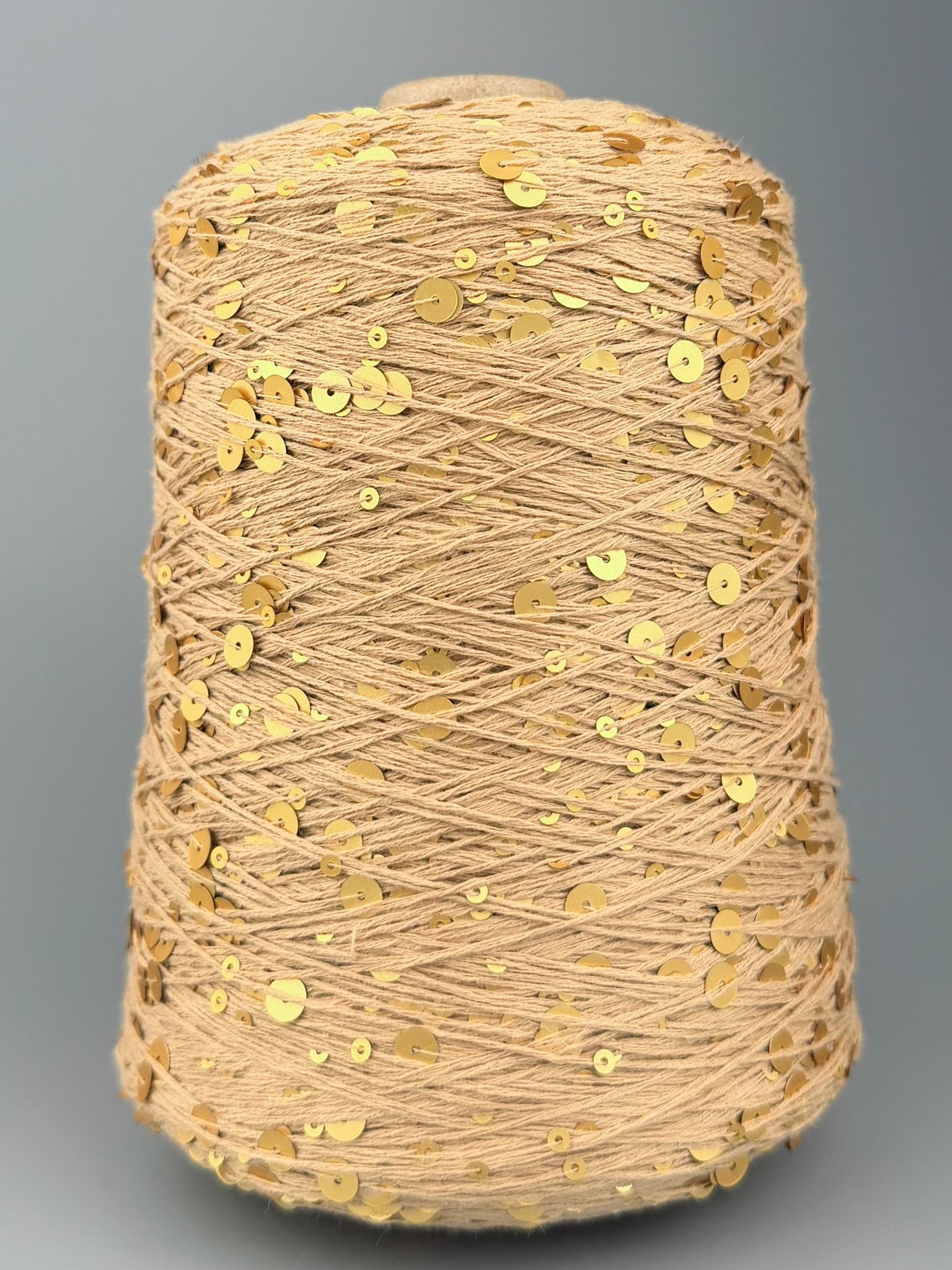 Art. Brillante 260 m / 100 g – Baumwolle mit Maxi-Pailletten col. Goldbeige (1) foto 2